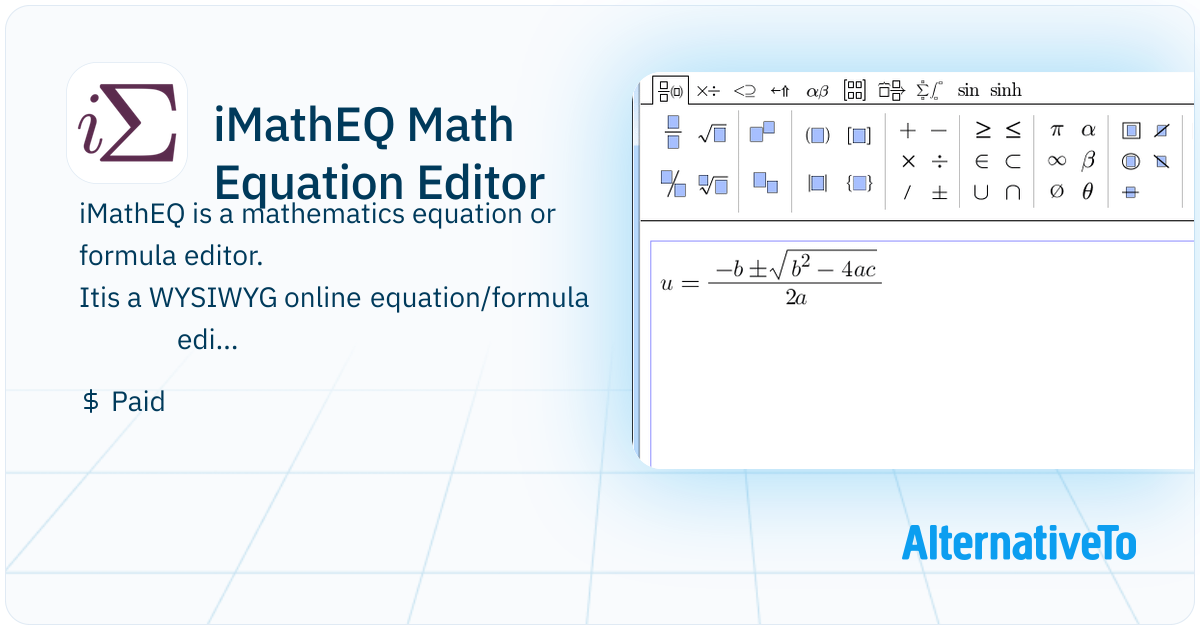 iMathEQ Math Equation Editor: IMathEQ is a mathematics equation or ...