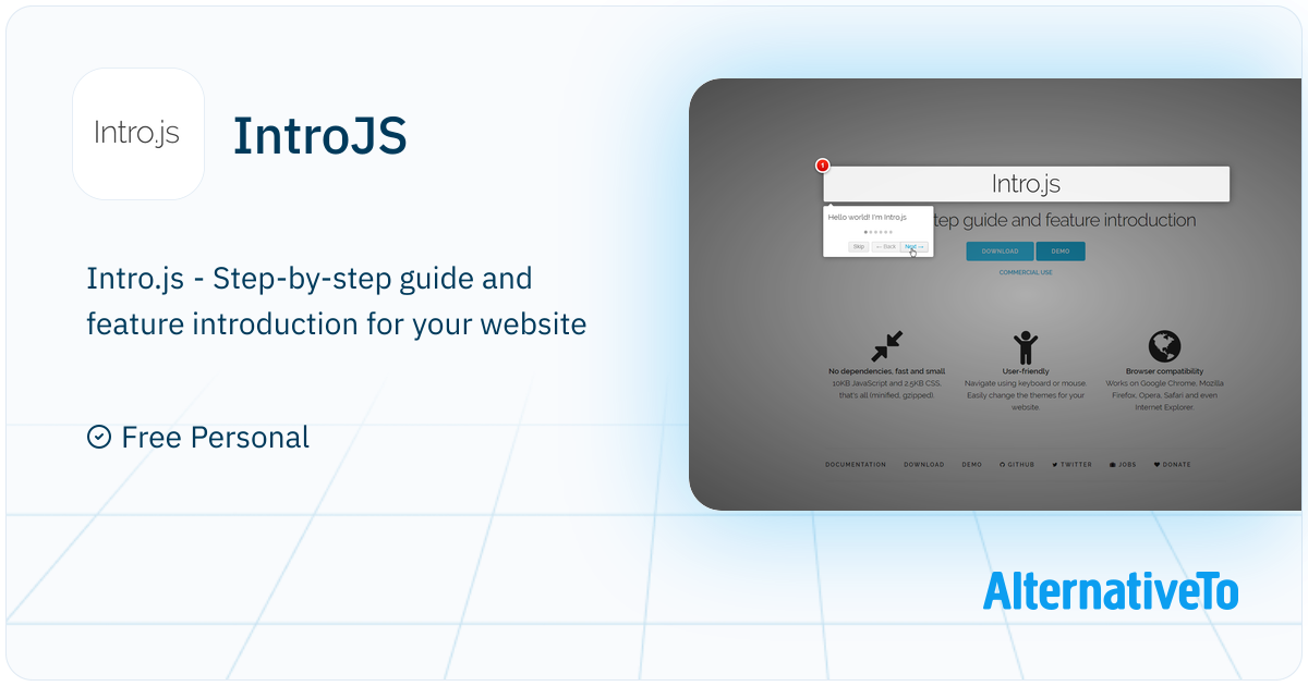 IntroJS: Step-by-step guide and feature introduction | AlternativeTo