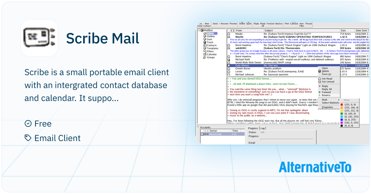Scribe Mail: Scribe is a small portable email client with an ...