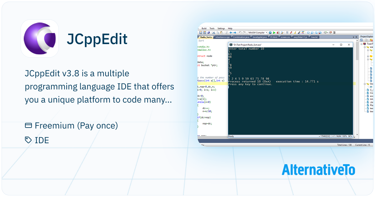 Jcpp Edit JCppEdit : A multiple programming language IDE. The best a learner can ...