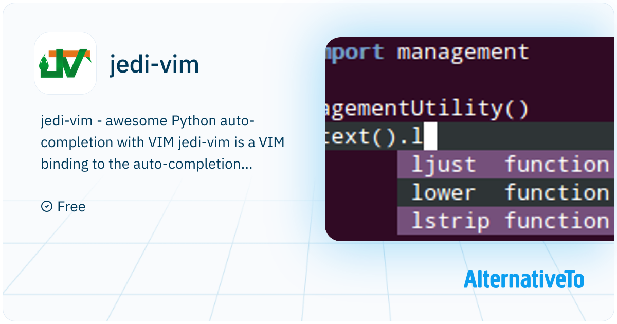 jedi-vim: Python auto-completion plugin for vim | AlternativeTo