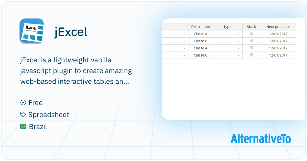 jExcel: Lightweight vanilla javascript plugin to create amazing web ...