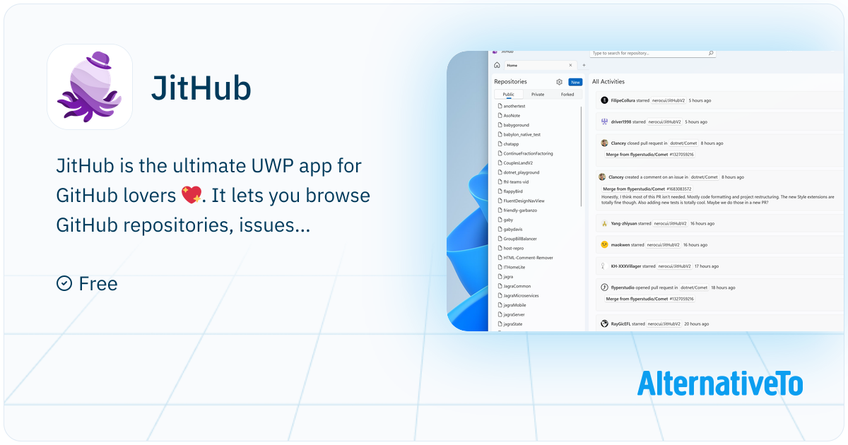 JitHub: Third party UWP client for github.com. | AlternativeTo