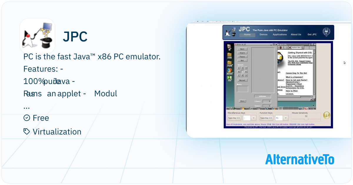 JPC: PC is the fast Java x86 PC emulator | AlternativeTo