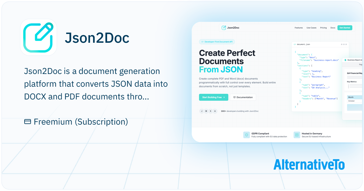 Word Document Json Json2Doc: The only API for complete DOCX (word) and PDF generation from ...