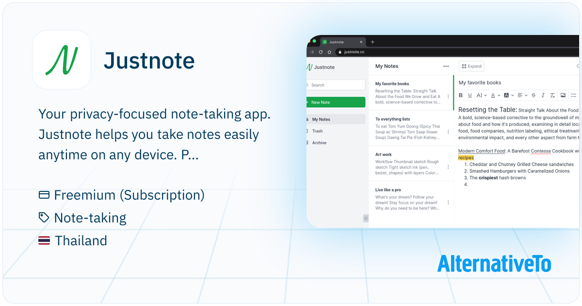 Justnote: Simple & Private Taking Notes | AlternativeTo