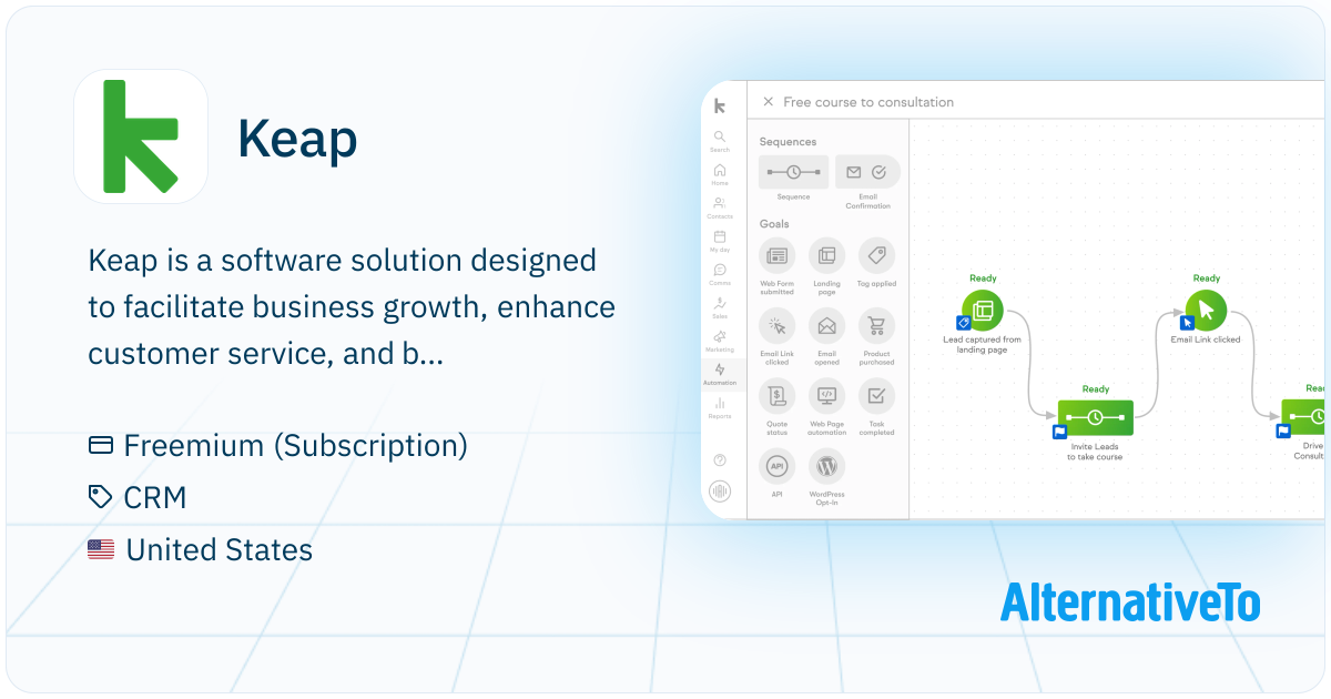 Keap: CRM and marketing automation for businesses | AlternativeTo