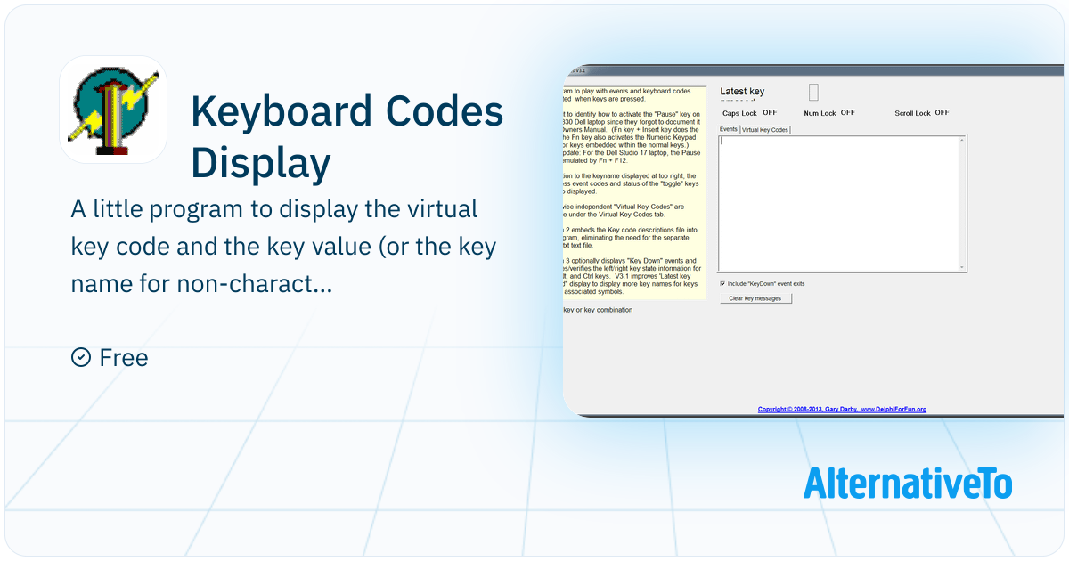 Keyboard Codes Display: A little program to display the virtual key ...
