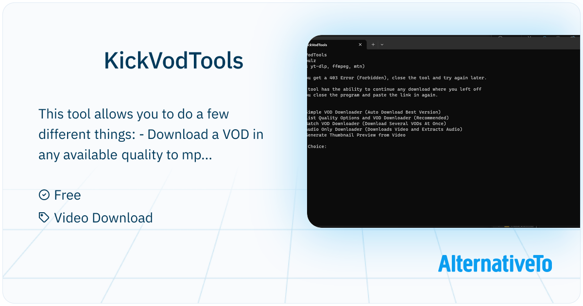 Kick Tools KickVodTools: Command line tool for download stream VODs from Kick.com ...