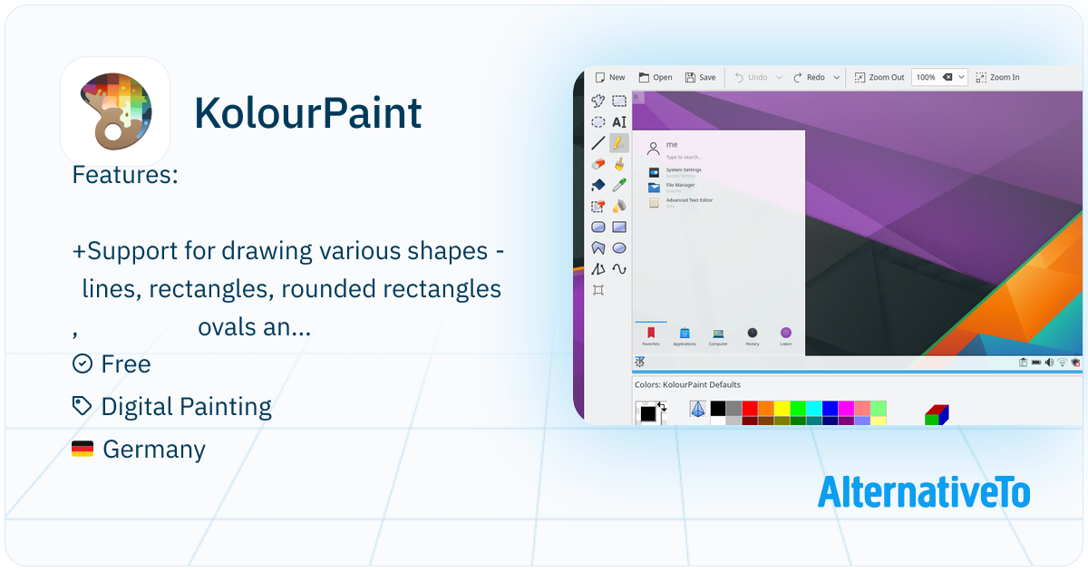 Color 2 Paint Program KolourPaint: Simple painting program to quickly create raster images ...