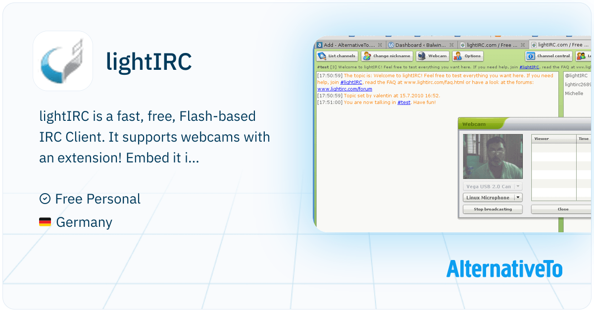 lightIRC: Fast, free, Flash-based IRC Client | AlternativeTo