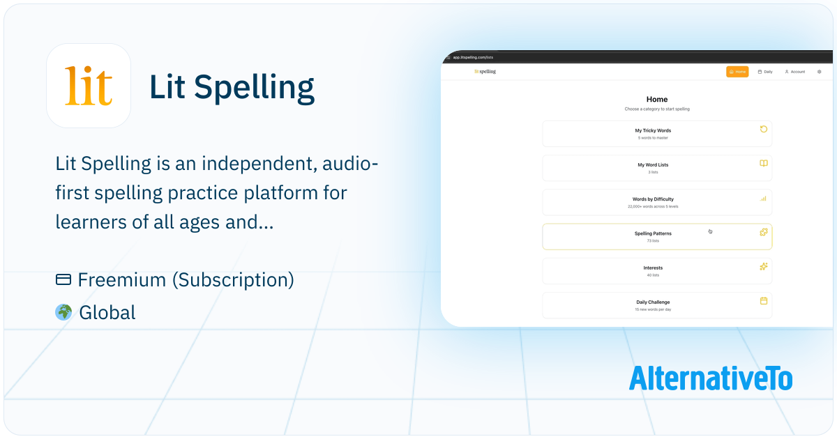 Lit Spelling: Independent, audio-first spelling practice platform for ...