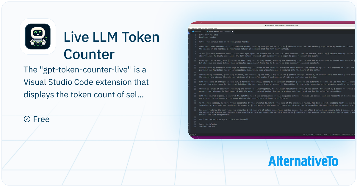 Token Counter Text Live LLM Token Counter: VSCode Extension that shows token count of the ...