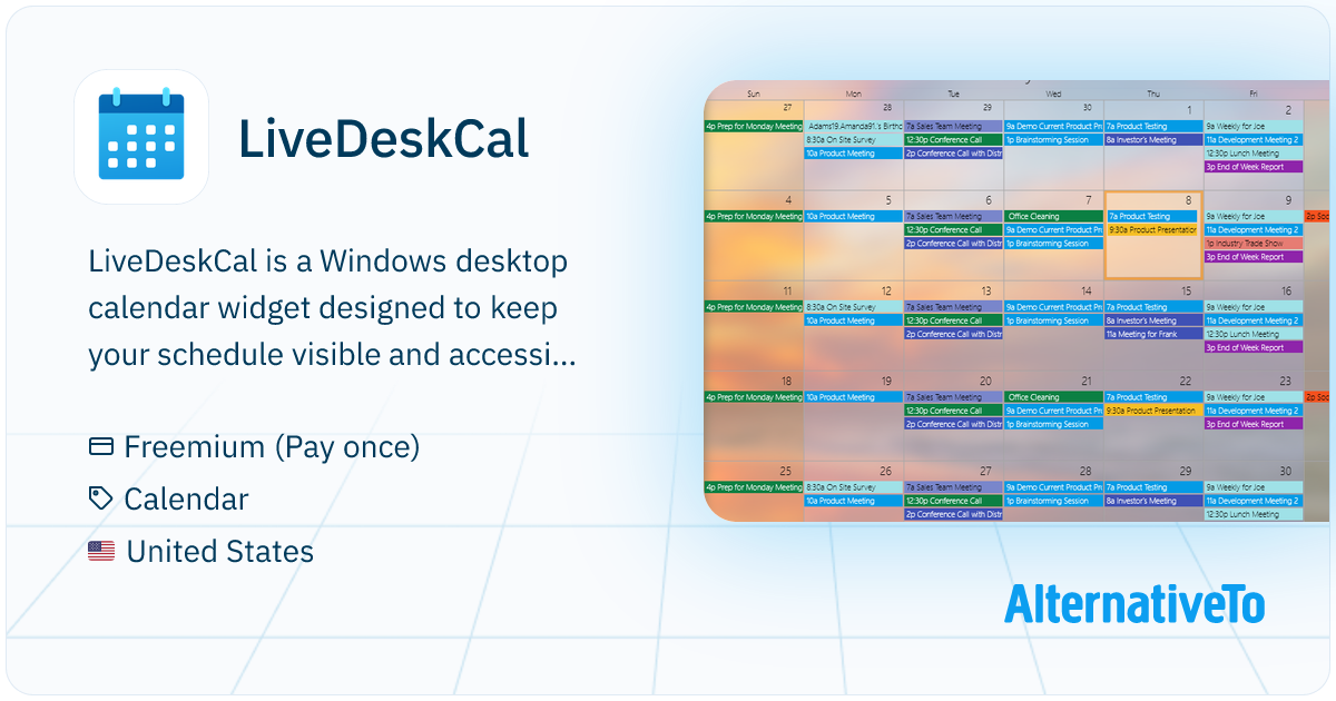 LiveDeskCal: Windows desktop calendar widget that brings your calendar ...