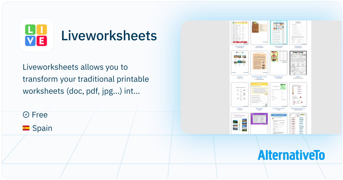 Liveworksheets: Interactive worksheet maker | AlternativeTo