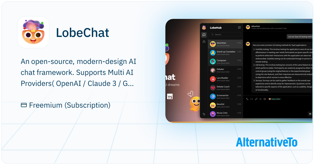 LobeChat: An open-source, modern-design AI chat framework | AlternativeTo