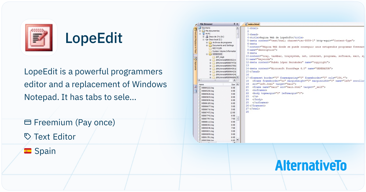 LopeEdit: Powerful programmers editor and a replacement of Windows ...