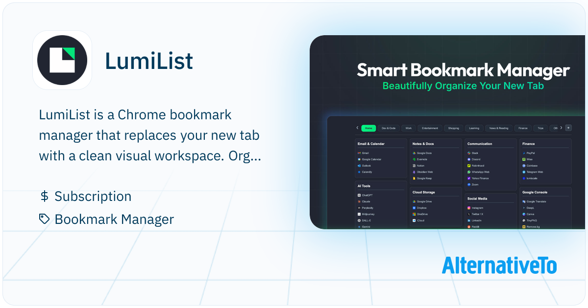 LumiList: Turn Chrome's new tab into a visual bookmark workspace with ...