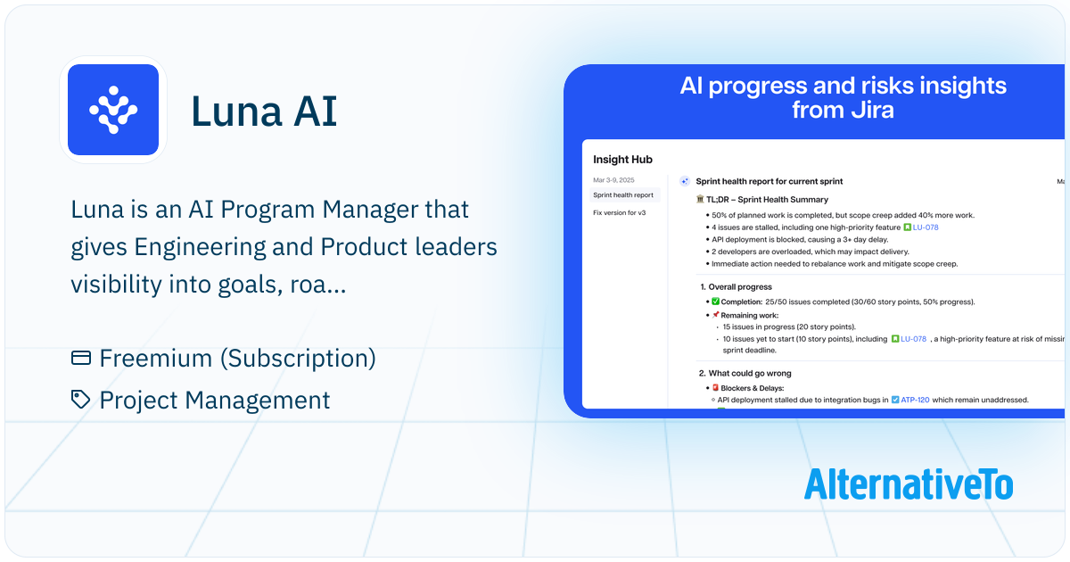 Luna AI: AI insights into roadmap strategy and execution progress/risks ...