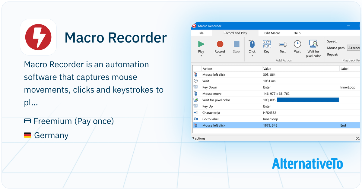 Macro Recorder: Captures mouse and keyboard actions for endless replay ...