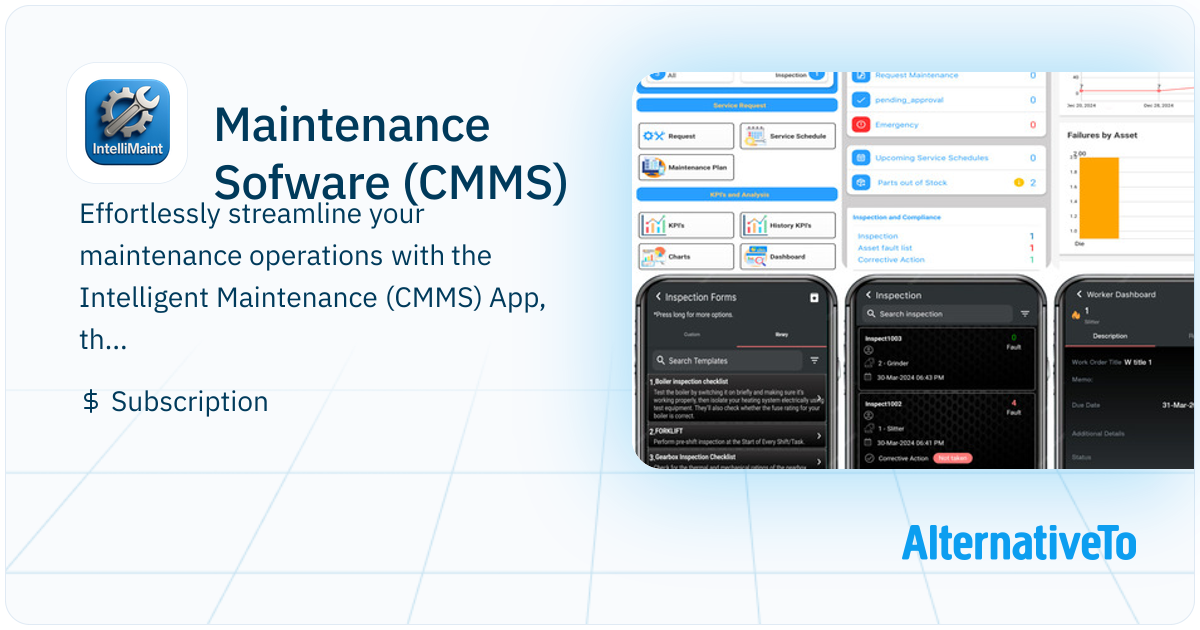 Maintenance Sofware (CMMS): A smart CMMS app for small factories and ...