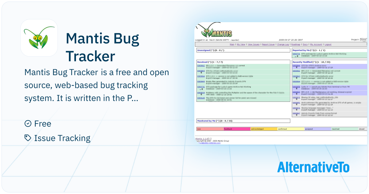 Mantis Bug Tracker: Free and open source | AlternativeTo