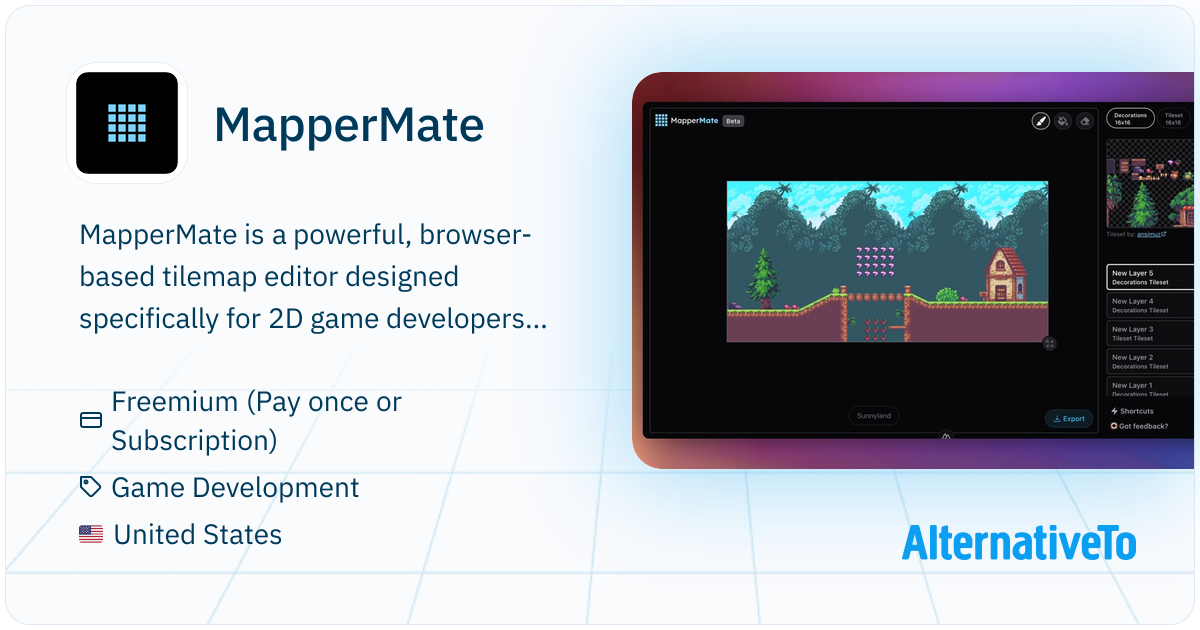 MapperMate: Free online tilemap editor for 2D games. | AlternativeTo