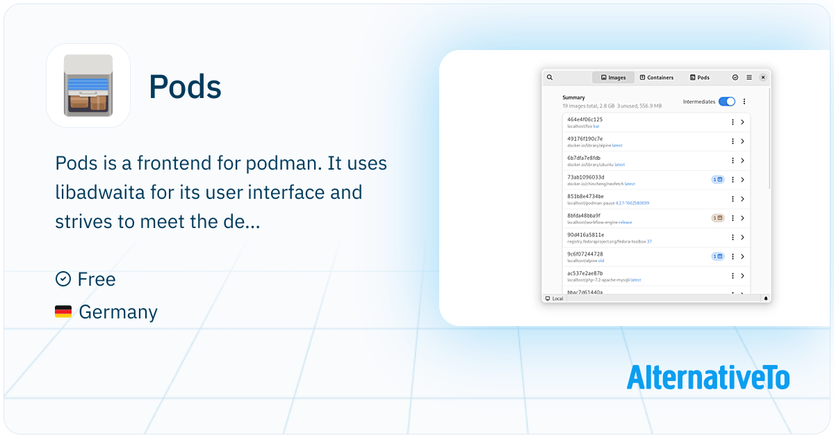 Pods: Keep track of your podman containers | AlternativeTo