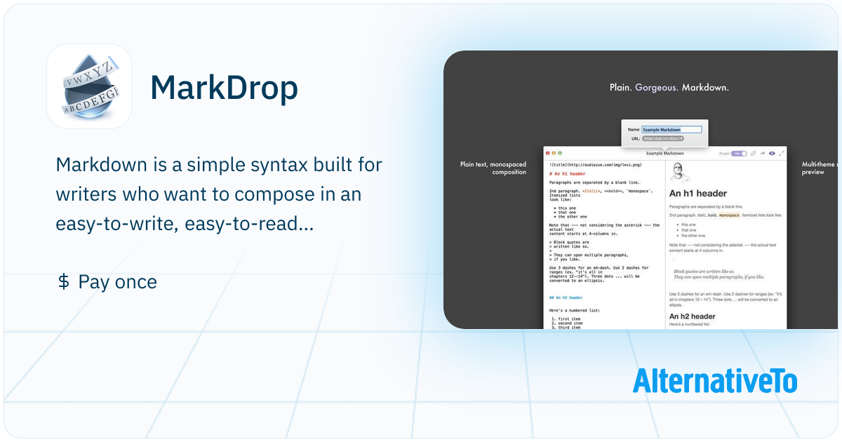 MarkDrop: Markdown is a simple syntax built for writers who | AlternativeTo