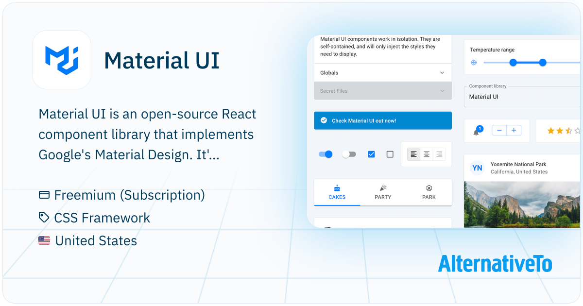 Material UI: Open-source React component library that implements Google ...