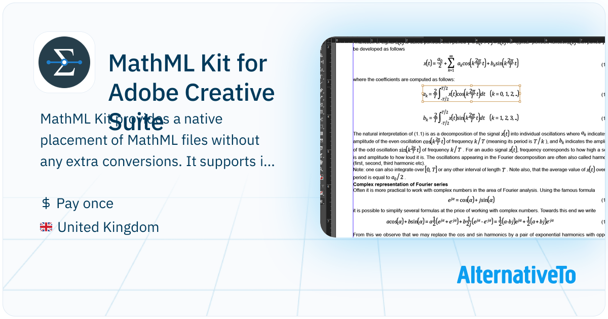 MathML Kit for Adobe Creative Suite: MathML Kit provides the native ...