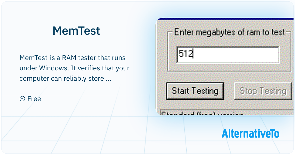MemTest: RAM tester that runs under Windows | AlternativeTo