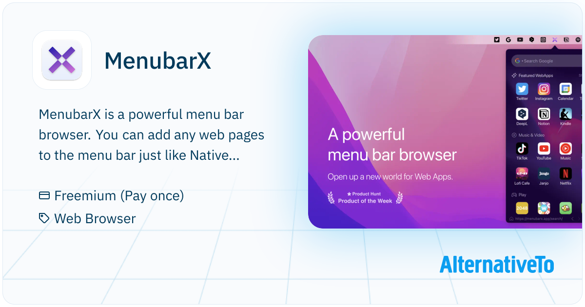MenubarX: Powerful menu bar browser. You can add any web pages to the ...