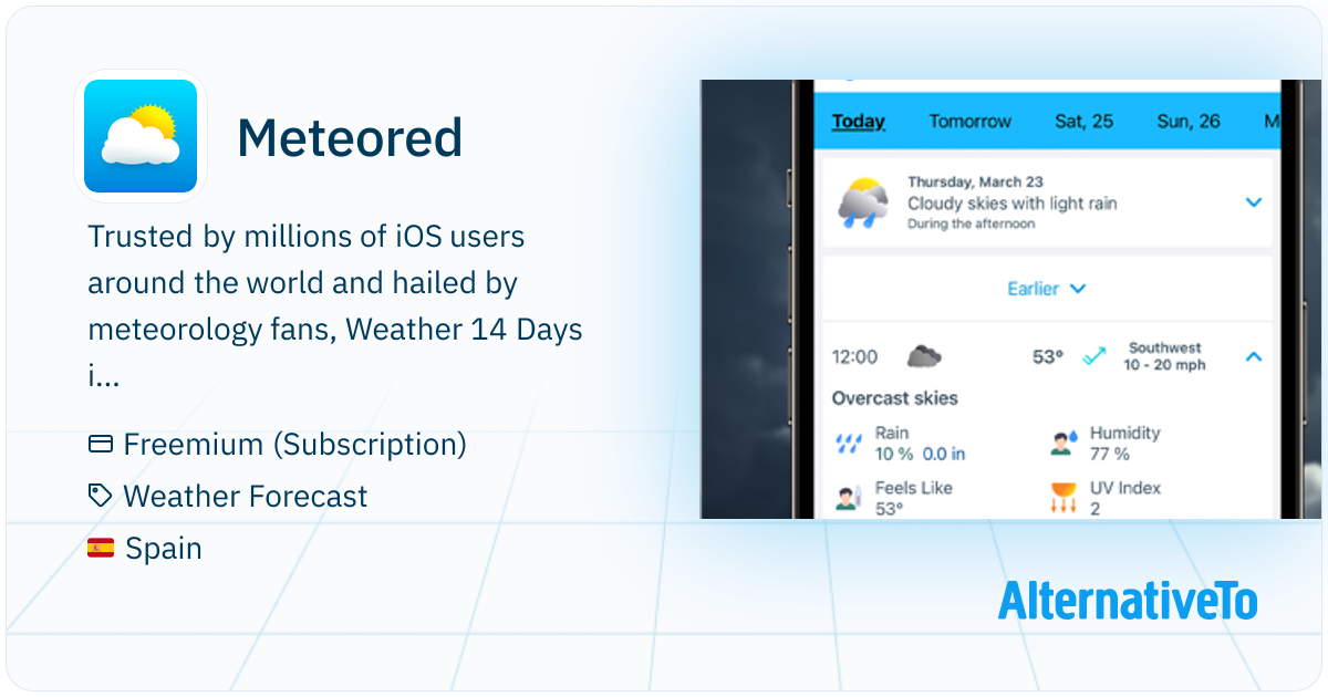 Meteored: Trusted by millions of iOS users around the world | AlternativeTo