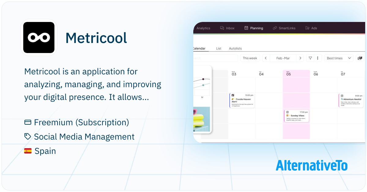 Metricool Table Metricool: Enhance digital presence across platforms | AlternativeTo