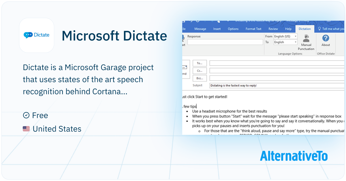 Microsoft Dictate State of the art speech recognition addin for
