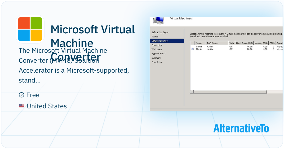 Microsoft Virtual Machine Converter Converts virtual machines and