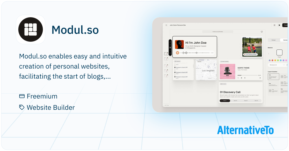 Modul Copi Modul.so: Easily build beautiful personal sites. | AlternativeTo