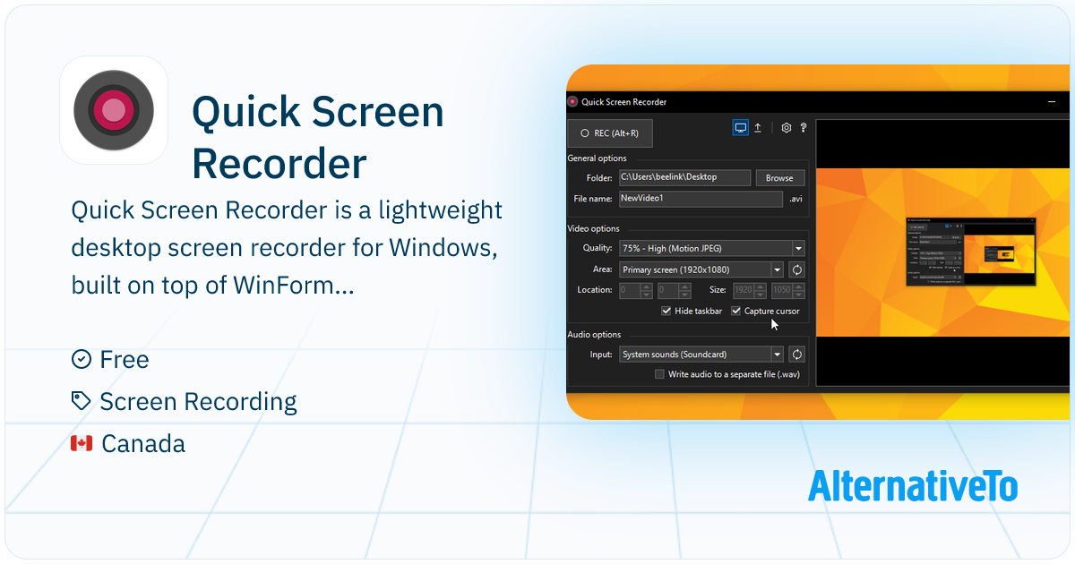Quick Screen Recorder: Lightweight desktop screen recorder for Windows ...