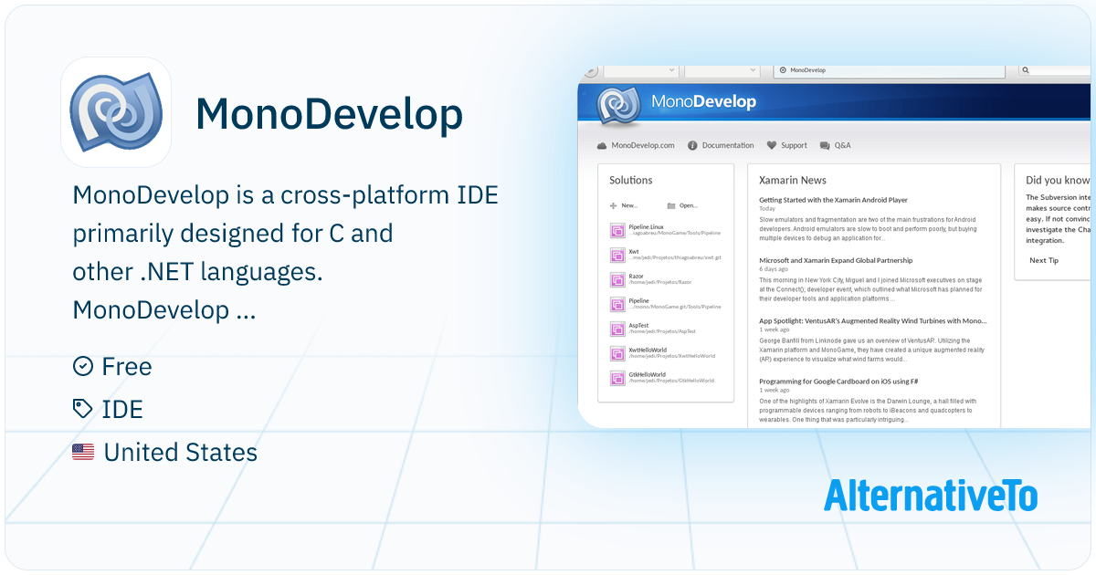 MonoDevelop: Enables developers to write desktop and web applications ...
