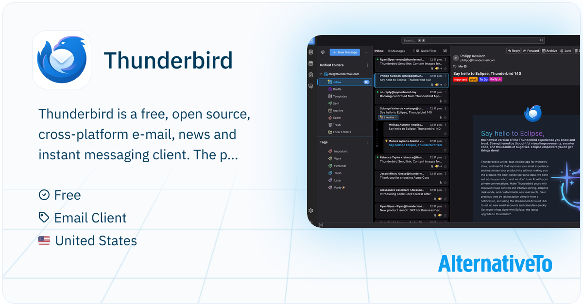 Thunderbird: Free, open source email client with IMAP support ...