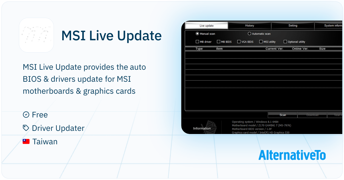 MSI Live Update: Provides the auto BIOS & drivers update for MSI ...