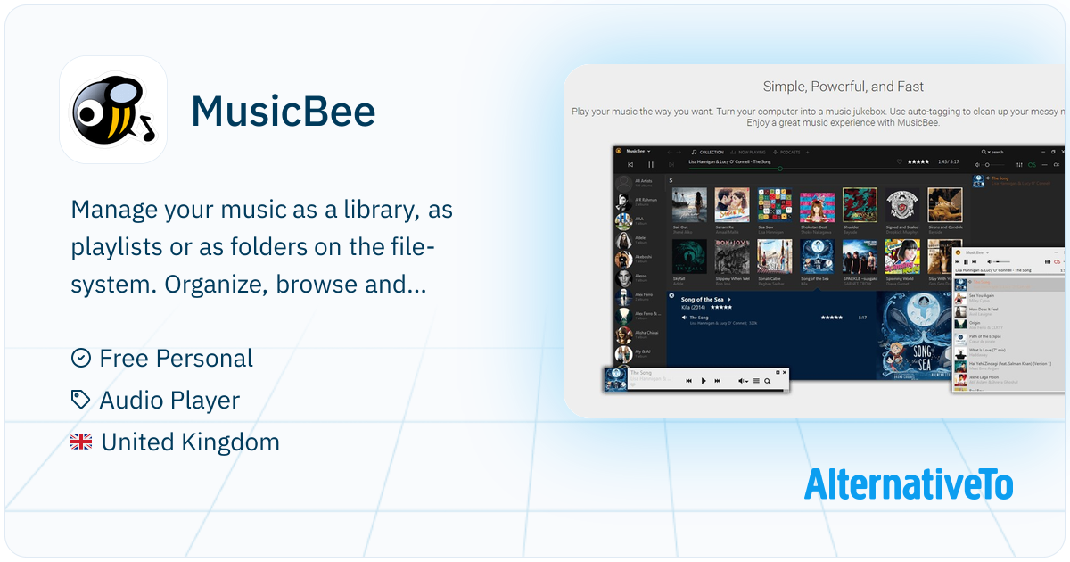 MusicBee: Library management, podcast, radio, CD rip, device sync, many ...