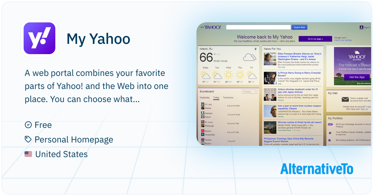My Yahoo: A web portal combines your favorite parts of | AlternativeTo