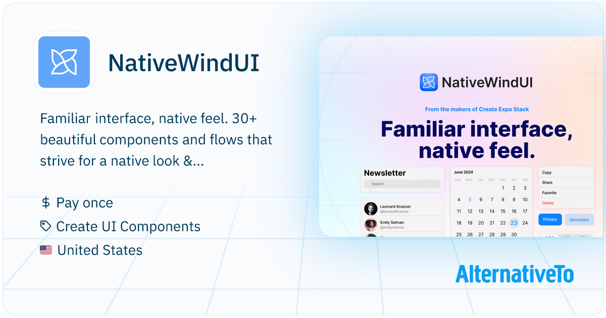 NativeWindUI: Carefully crafted components that strive for a native look & feel. | AlternativeTo