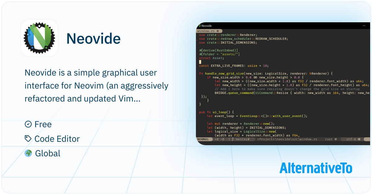 Neovide Icon Neovide: Simple graphical user interface for | AlternativeTo