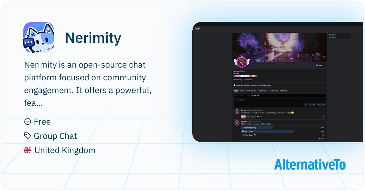 Nerimity: Open-source chat platform with rich community features ...