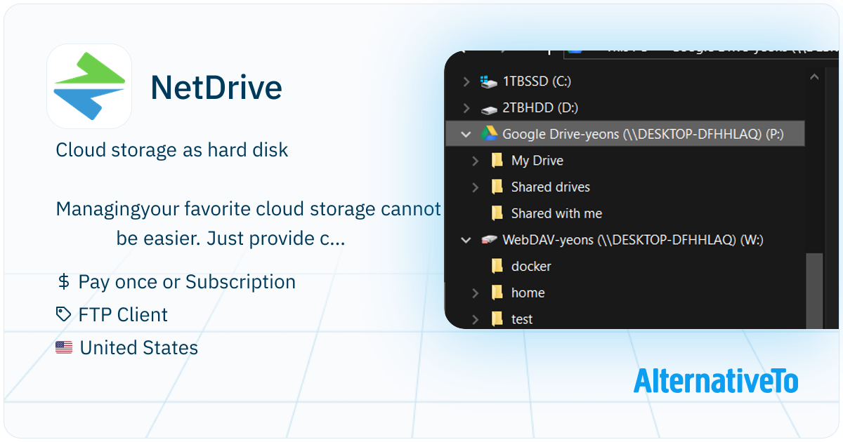 Netdrive Image NetDrive: Remote storage tool that lets you access your cloud files as ...