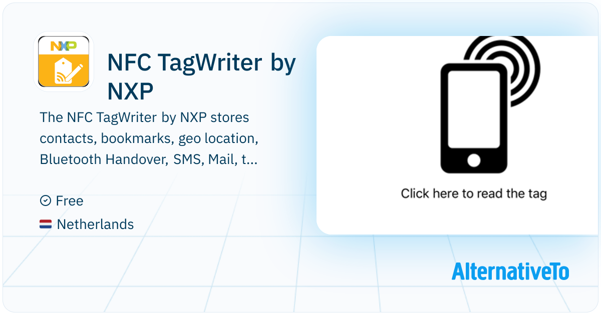 Tag Writer NFC TagWriter by NXP: The NFC TagWriter by NXP stores Contacts ...