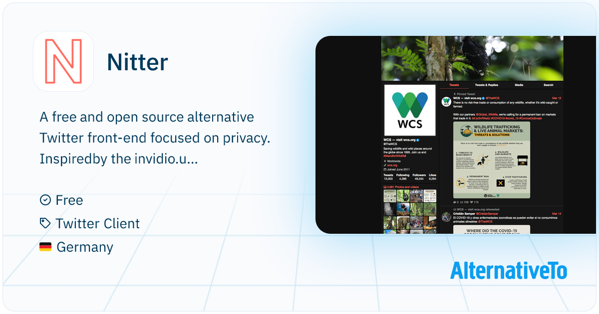 Nitter: Free and open-source front-end mirror of Twitter, which allows ...